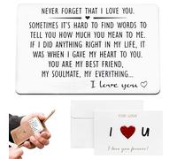 Engraved Wallet Insert Card Set, Stainless Steel Wallet Card with Love Greeting Card, Anniversary Cards Gifts for Lover Boyfriend Husband Girlfriend Wife, Valentines