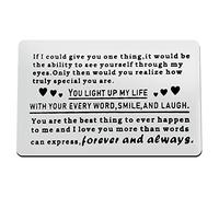 Engraved Wallet Insert Card You Light Up My Life Love Note Gift Card Anniversary Steel Gift for Wife Husband Deployment Gifts for Boyfriend Girlfriend Birthday Wedding gift for Women Men Him