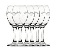 Engraved Waves Pattern Pure Wine Glasses, Set of Six 11oz/325ml Glasses, Laser Engraved in The UK, Gift for Her, Mum, Grandma, Auntie, Mothers Day, Birthday
