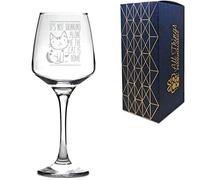 Engraved Wine Glass 400ml - It’s Not Drinking Alone If the Cat Is Home - Gifts for Cat Lovers for Birthdays, Christmas - Dishwasher Safe, Gift Box Included - Suitable for Red, White & Rosé Wine