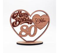 Engraved Wood 80th Happy Birthday Heart Milestone Age Keepsake Personalised Gift | Personalised Birthday Gift | 80th Birthday Gifts | 80 Years Old Birthday Gift| Birthday Wooden Engraved Trinket