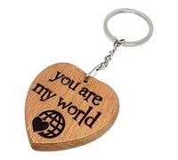 Engraved Wooden Keyring Keychain Gift YOU ARE MY WORLD