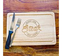 Engraved Wooden Steak Chopping Board/I Bloody Love Steak/Cooking Gift for him or her/Steak Lover Gift/Funny Christmas Gifts (Rectangle Board)