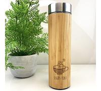 Engraved Wooden Travel Flask -Eight-Tea Design - 500ml Coffee/Tea Cup, Mug, 80th Milestone Birthday Gifts for Men, Him - Eightieth Gift for Friend, Grandad, Dad, Husband