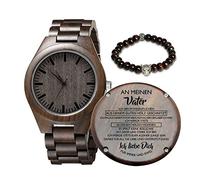 Engraved Wooden Watch for Son and Boyfriend,Personalized Wood Watch Gift for Boyfriend, Graduation Gift from Mom, from Dad (Junge Zum Vater)