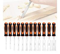 Engraving 12 Pieces Wood Chisel Set, Chisel Set for Carpentry Woodworking, Carving, Manganese Steel, Shock-Absorbing Grip and Steel Striking Cap(Size:12 Set) (12 Set)