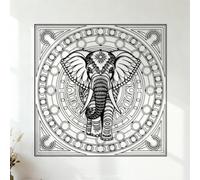 Engraving Decals a Featuring an Elegant Mandala Elephant Silhouette 35x35cm Equipped with Transfer Film kit Black
