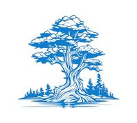 Engraving Decals Ancient Tree by The Sunset 67.2x74.1cm Do not Damage The Wall Surface Blue
