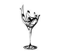 Engraving Decals Bar Cafe Wine Cocktail Glass 28x61.2cm Art Mural Painting Small Black