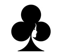 Engraving Decals Beautiful Woman's Profile in a Poker Card with Clubs 51x60.1cm Multi Color Selection Black