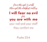 Engraving Decals Bible Verse from Psalm 23 i Will Fear no Evil 52x65.4cm Waterproof Red