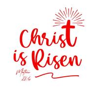 Engraving Decals Bible Verse he has Risen 42x43.6cm Can Modify and add Information Red
