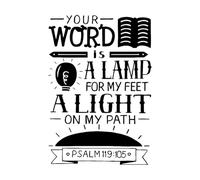 Engraving Decals Biblical Lettering Your Word is a lamp 50.4x73.1cm Removable Without Leaving Glue Black