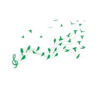 Engraving Decals Birds Musical Notes Background 32x48.5cm Window Decals Green