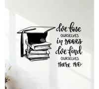 Engraving Decals Books Kids School Education Quote Reading Room Library Bookstore Motivation 42x60.7cm Equipped with Transfer Film kit Black