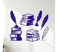 Engraving Decals Books Pen Writer Reading Library 54.6x67.3cm Multi Color Selection DarkBlue