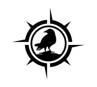 Engraving Decals Crow Logo Raven Symbol Compass 36x36.8cm Art Decoration Small Black