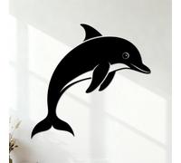 Engraving Decals Elegant Silhouette of A Dolphin 54.6x56.6cm Art Decoration Black