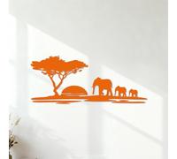 Engraving Decals Elephant African Animals Landscape Tree 40.8x98.6cm Car Body Decoration Orange