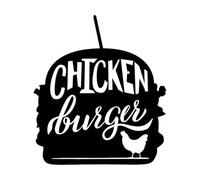Engraving Decals Fast Food Cafe Chicken Burger Food Truck 34x38.4cm Self Adhesive S-Black