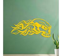 Engraving Decals Flaming Skull Car Motorcycle Truck 40.8x89.9cm Wall beautification Yellow