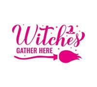 Engraving Decals Funny Halloween Quote Witches Gather Here 54x99.8cm Glass Stickers Rosered