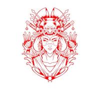 Engraving Decals Geisha 38x50.7cm Do not Damage The Wall Surface Red