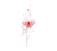 Engraving Decals Geometric Honeycomb and Unique Bee Anatomy 37.5x121cm Easy Installation Red