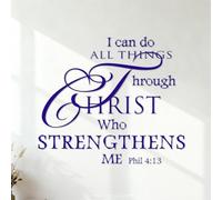 Engraving Decals Inspirational Quotes I Can Do All Things Through Christ Who Strengthens Me 35x40.3cm Car Body Decoration DarkBlue