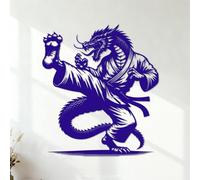 Engraving Decals Karate Dragon Athlete 54.6x62cm Do not Damage the wall Surface DarkBlue