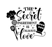 Engraving Decals Kitchen Quote Love Secret Ingredient 54x64.8cm It Won't Fall Off Large Black