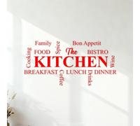 Engraving Decals Kitchen Wine Coffee Cooking Dinner Text Kitchen Restaurant Cafe House 34x70.4cm Do not Damage the wall Surface Red