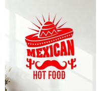 Engraving Decals Mexican Hot Food Sombrero Cactus Kitchen 42x54.6cm Easy Installation Red