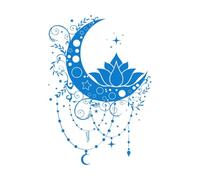 Engraving Decals Mystical Crescent Moon and Sac Lotus 57.6x83.4cm Personalized Customization Blue