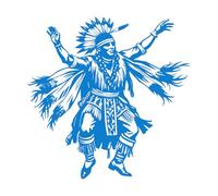 Engraving Decals Native American Dancer 54.6x54.9cm Art Decoration Blue