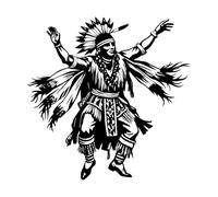 Engraving Decals Native American Dancer 67.2x67.5cm Do not Damage The Wall Surface Black