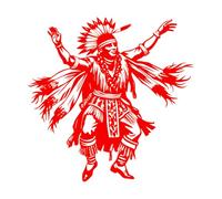 Engraving Decals Native American Dancer 67.2x67.5cm It Won't Fall Off Red