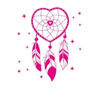 Engraving Decals Native American Indian Talisman Dream Catcher with Hearts and Feathers Boho Style Tribal Symbol 67.2x77.6cm Wall beautification Rosered