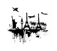 Engraving Decals Silhouette of World Tourism Day on 41x48.1cm Car Body Decoration Black
