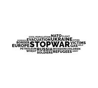 Engraving Decals Stop War Word Cloud Isolated 23x87.1cm Multi Color Selection Black