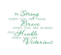 Engraving Decals Strong Brave Victorious Motivation Quote 68x91.8cm Do not Damage The Wall Surface Green