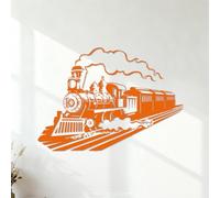 Engraving Decals Train Tracks Railway Train Tracks Children's Locomotive 35x49.3cm Window Decals Orange