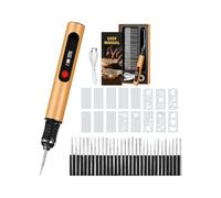 Engraving Pen, Cordless Portable Engraver Etching Tool - Glass Etching Accessory, Beginner Friendly for DIY Enthusiasts Artists Woodworkers Rechargeable (Gold)