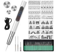 Engraving Pen Electric Engraving Tool Kit USB Cordless Rechargeable Engraving Pen Mini DIY Engraver Pen for Carving Glass Wood Metal Stone Plastic Nails Jewelry (Silver)