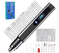 Engraving Pen Kit Rechargeable Cordless Engraver Pen with 40 Bits, 10 Stencils, Mini DIY Electric Etching Machines Rotary Tool for Carving Jewelry Stone Wood Glass Metal Plastic (57pcs)