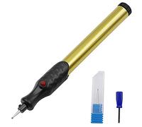Engraving Pen, Micro Electric Engraver Pen with Replaceable Diamond Tip,Cordless Precision Etching Pens Carve Tool, for DIY Jewelry Metal Glass Plastic Wood Ceramics Stone(Gold)