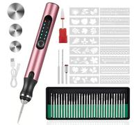 Engraving Pen with 37 Bits, USB Rechargeable Cordless Etching Engraving Tool, Portable DIY Rotary Engraver for Jewelry Wood Glass Stone Carving (Rose)