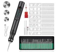 Engraving Pen with 37 Bits, USB Rechargeable Cordless Etching Engraving Tool, Portable DIY Rotary Engraver for Jewelry Wood Glass Stone Carving (Black)