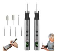 Engraving Pen with 7 Heads, Customizer Engraving Pen with Interchangeable Heads, Detachable Cutting Head, Speed Memory, Safety Protection, for Metal, Wood, Glass, Plastic (2PCS)