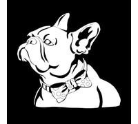 Engraving Stickers Abstract Pet French Bulldog Bow Tie House Animal 36x38.3cm Art Mural Painting Small White